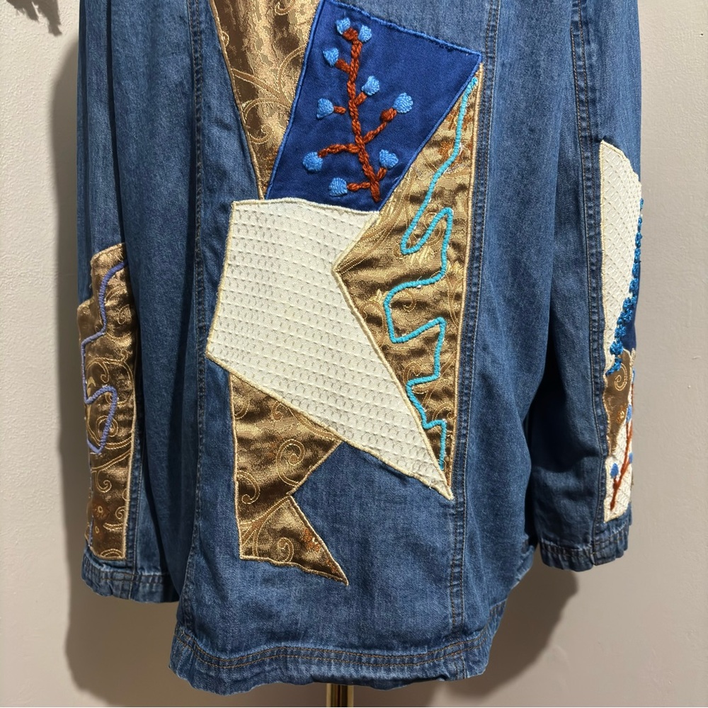 Allure Vintage Long Sleeve Button up Embroidered Denim Shirt Size Large - Picture 12 of 15